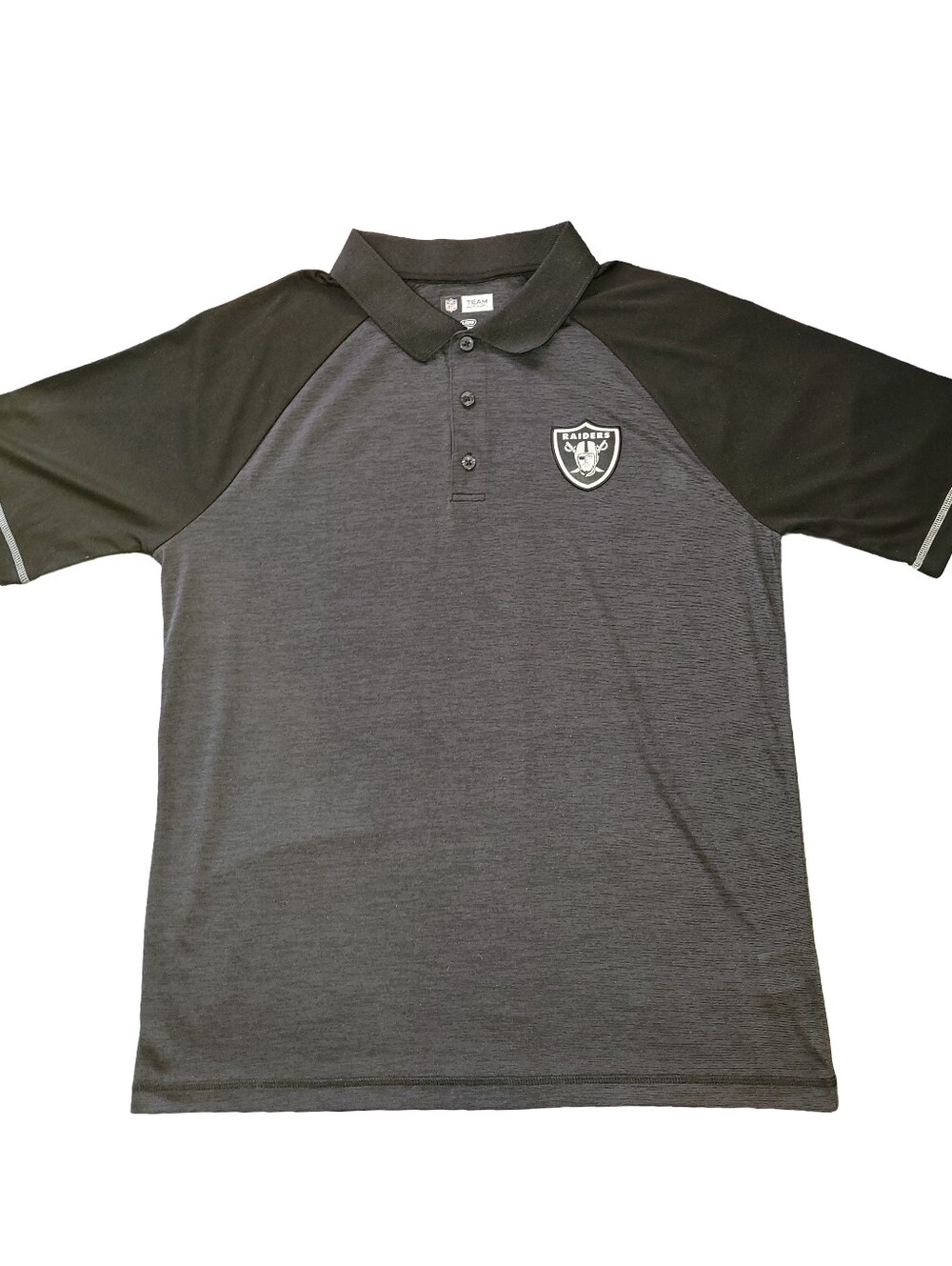 NFL Las Vegas Raiders Men's Performance Polo Shirt Black Gray Team Apparel Large